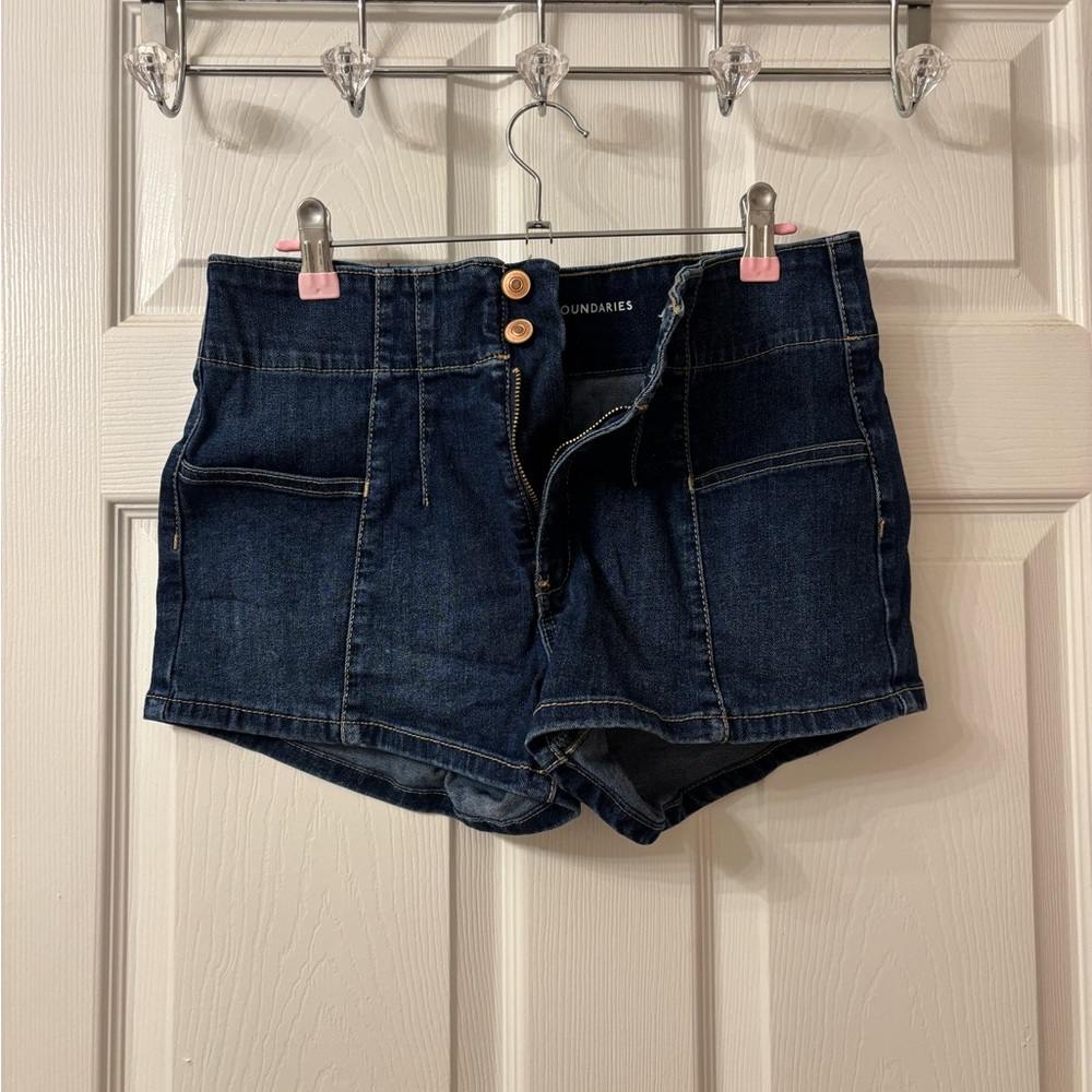 No Boundaries Dark Blue Mini Denim Shorts